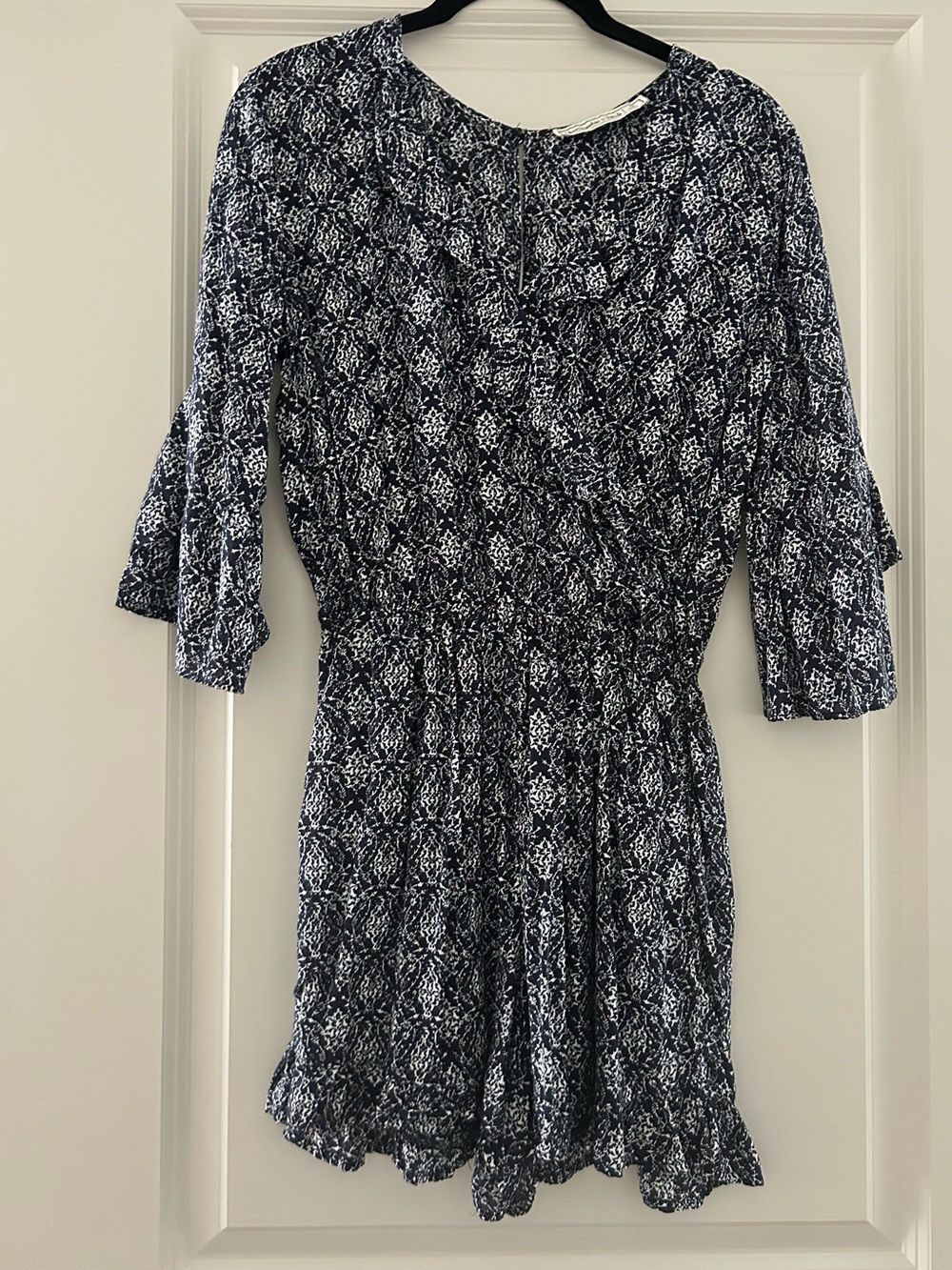 Abercrombie & Fitch Navy & White Printed Smocked Romper Size Small